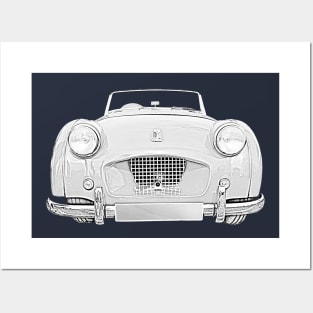 Triumph TR2 1950s British classic car monochrome Posters and Art